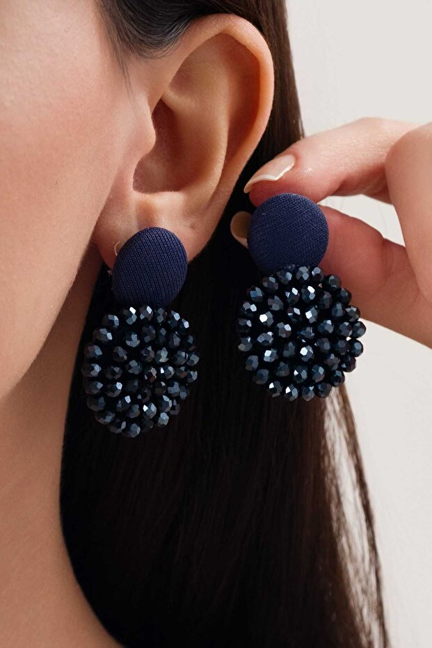 حلق كريستال باللون الأزرق الداكن - 2