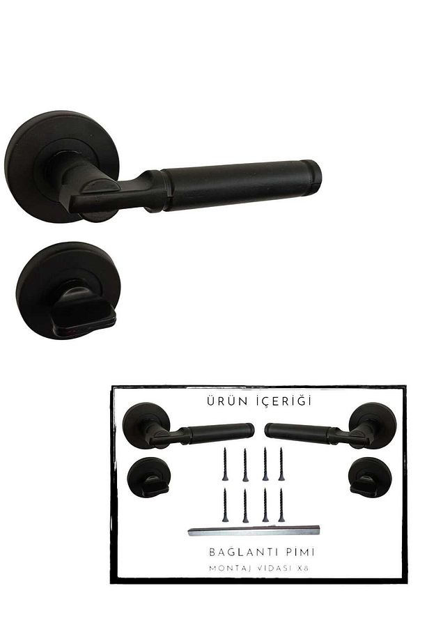 Kapı Kolu Domino Siyah Yuvarlak Rozetli Wc-Banyo - 1