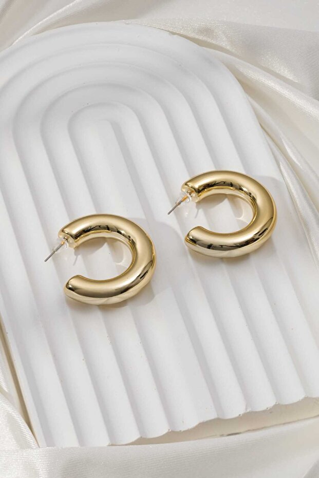 Kadın İthal Kalın Çelik Halka Küpe - 2