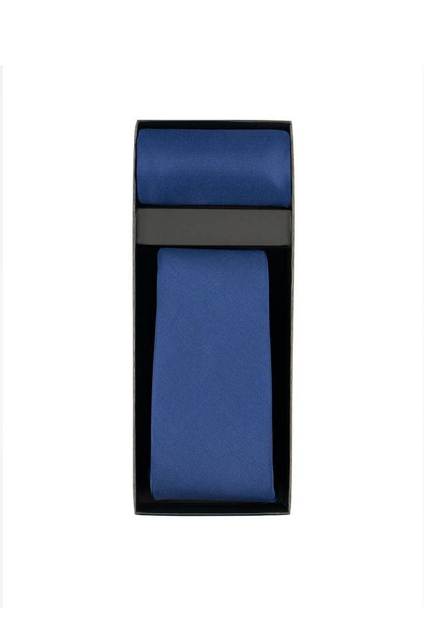 Lacivert Su ve Leke Tutmayan 7 Cm Kravat ve Mendil Seti - 8