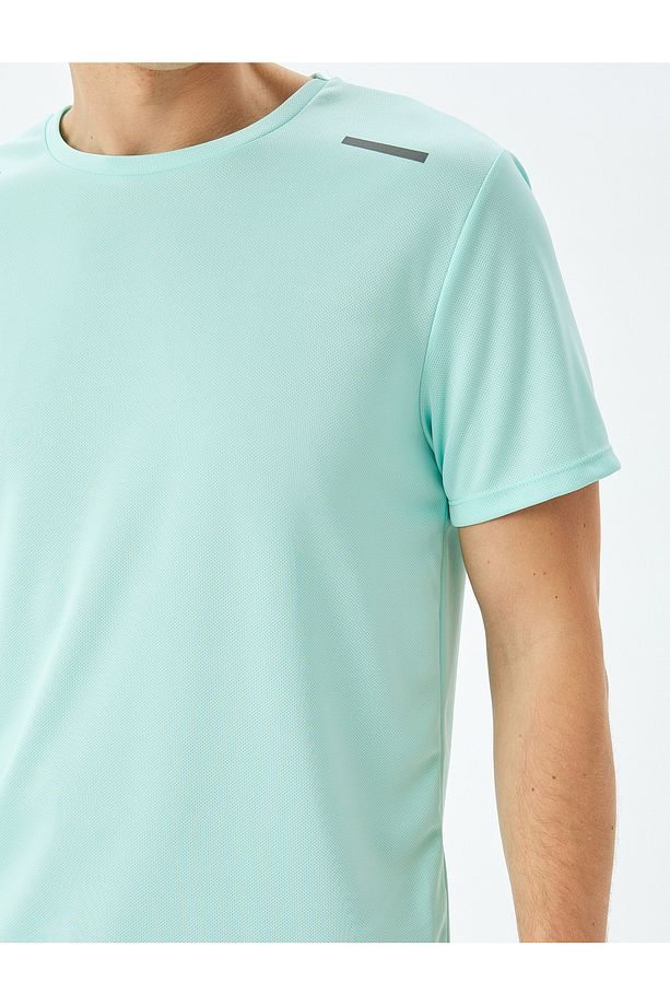 Bisiklet Yaka Baskı Detaylı Kısa Kollu Basic Spor Tişört - 5
