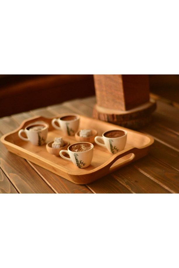 Bande Bambu Tepsi Dikdörtgen Servis Sunum Tepsisi 41x28 Cm - 5