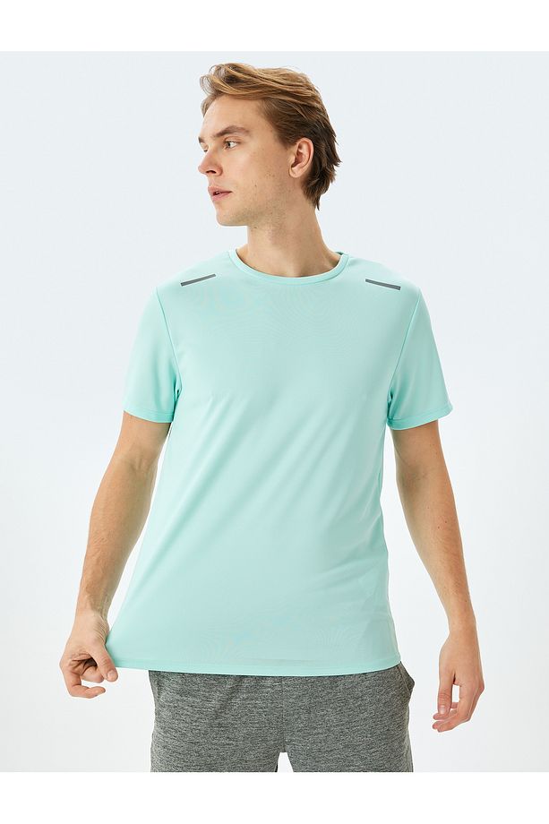 Bisiklet Yaka Baskı Detaylı Kısa Kollu Basic Spor Tişört - 3