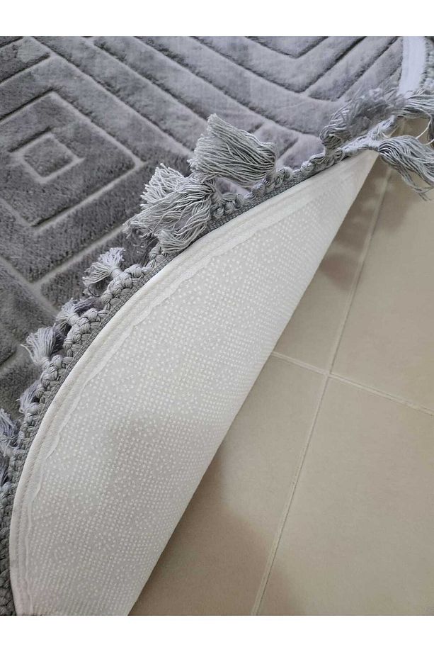 Yıkanabilir Saçaklı Kaymaz Dot Taban Yumuşak Desenli Banyo Paspası 2'li Set 60x100ve40x60cm - 5