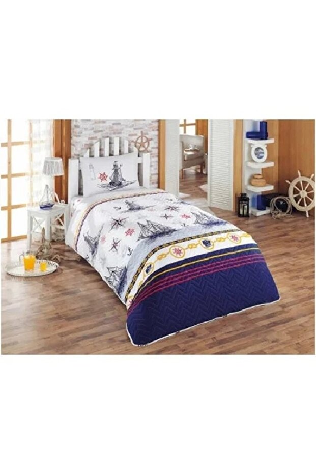 Crystal Quilted Duvet Cover Set Sailing Single Teenager Pattern
