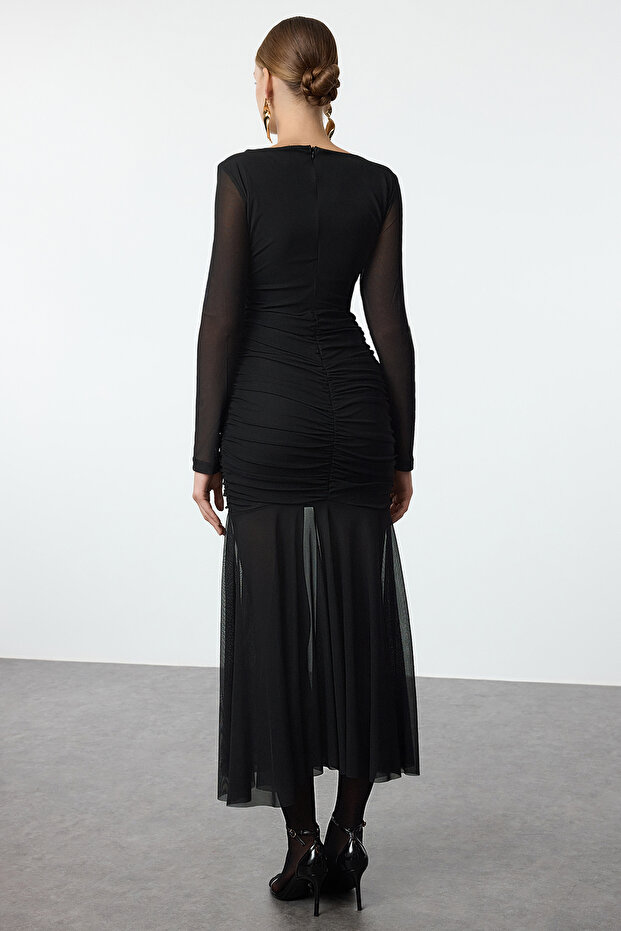 Černé bodysuit Tyl Pletené šaty Tpraw25El00003 - 5