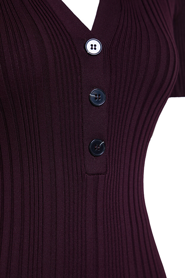 Mürdüm Maxi Polo Yaka Triko Elbise TWOSS24EL00282 - 10