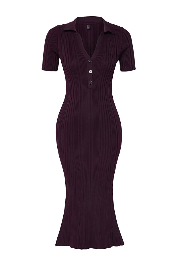 Mürdüm Maxi Polo Yaka Triko Elbise TWOSS24EL00282 - 9