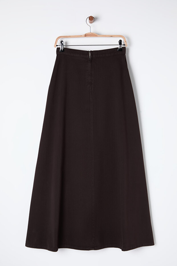 Hnědá Flounce Maxi Denim Sukně Twoss25Et00005 - 7