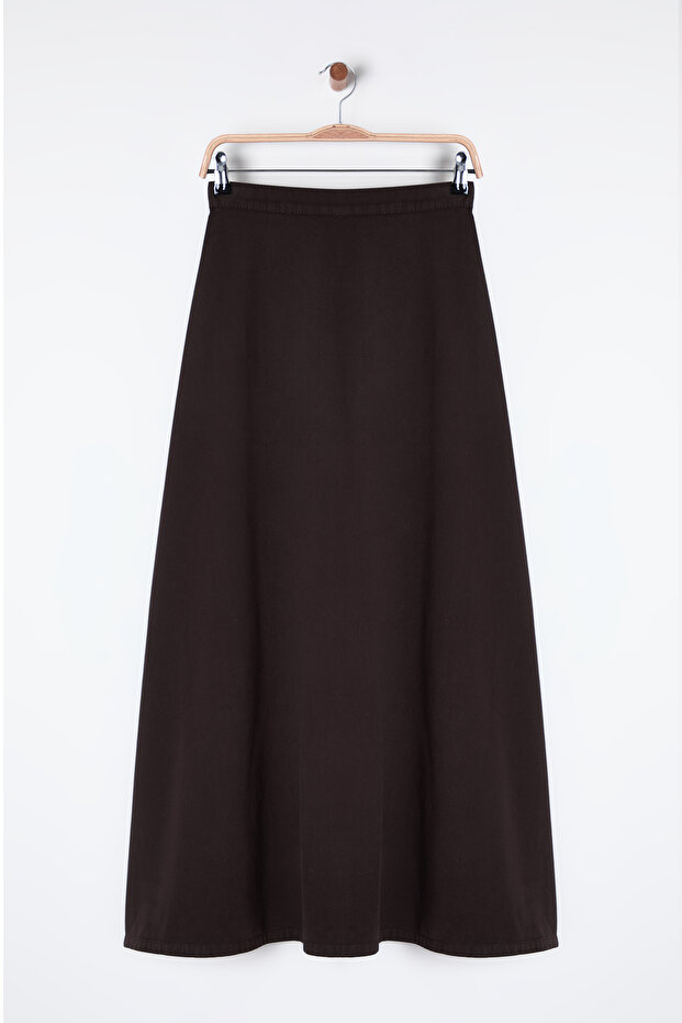 Hnědá Flounce Maxi Denim Sukně Twoss25Et00005 - 6