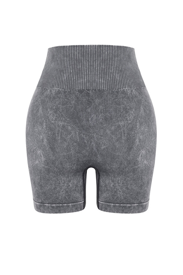 Antrasit Seamless/Dikişsiz Yıkamalı Örme Spor Şort/Kısa Tayt THMSS23TY00034 - 8