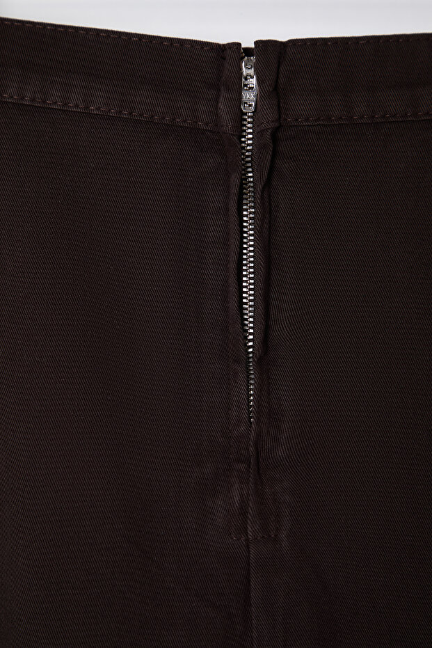 Hnědá Flounce Maxi Denim Sukně Twoss25Et00005 - 8