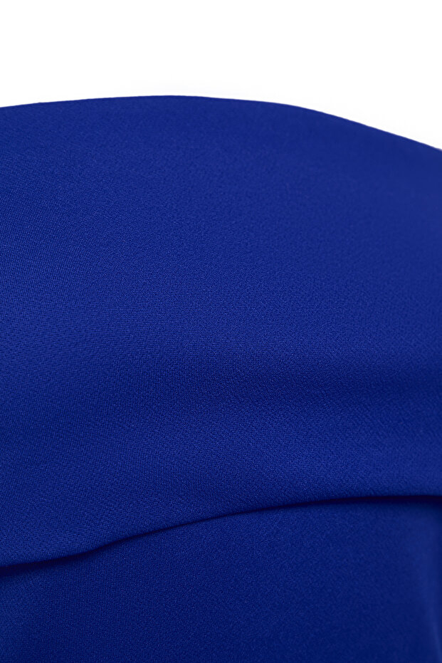 Saks Straplez Yaka Yandan Fermuarlı Krep Örme Bluz TBBSS24AF00092 - 8