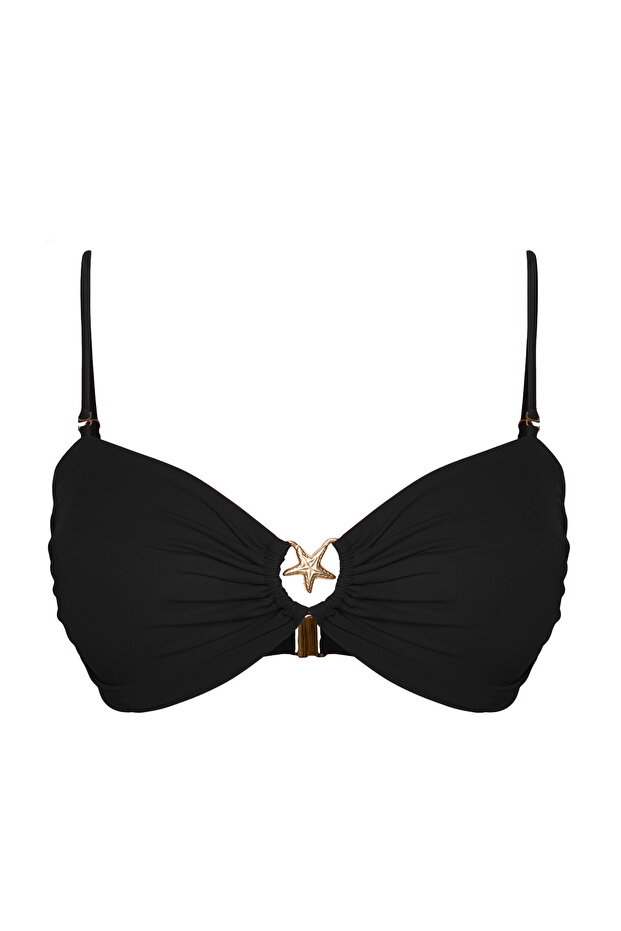 Siyah Straplez Premium Aksesuarlı Mix&Match Bikini Üstü TBBSS25CT00003 - 5