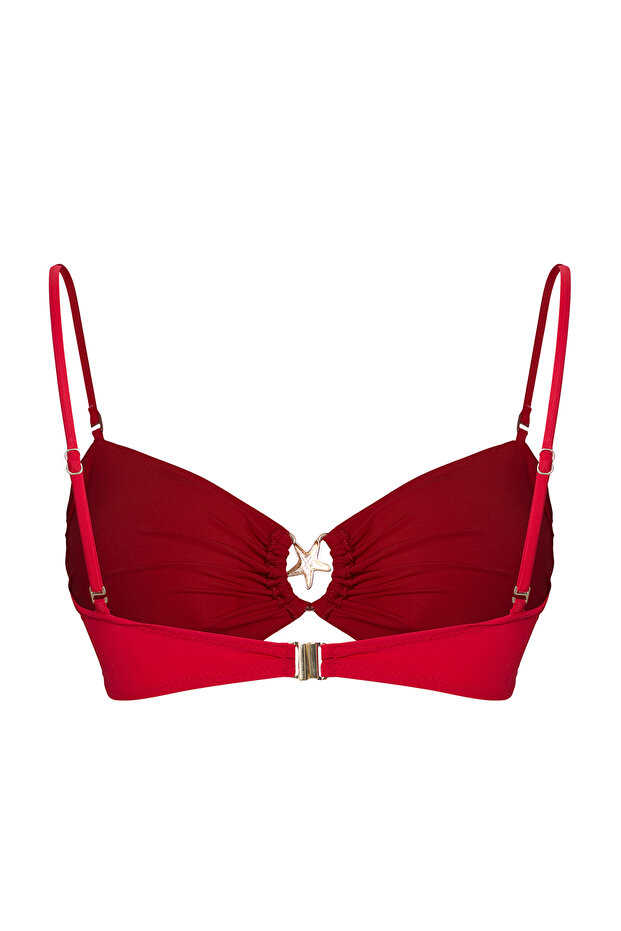 Kırmızı Straplez Premium Aksesuarlı Mix&Match Bikini Üstü TBBSS25CT00003 - 8