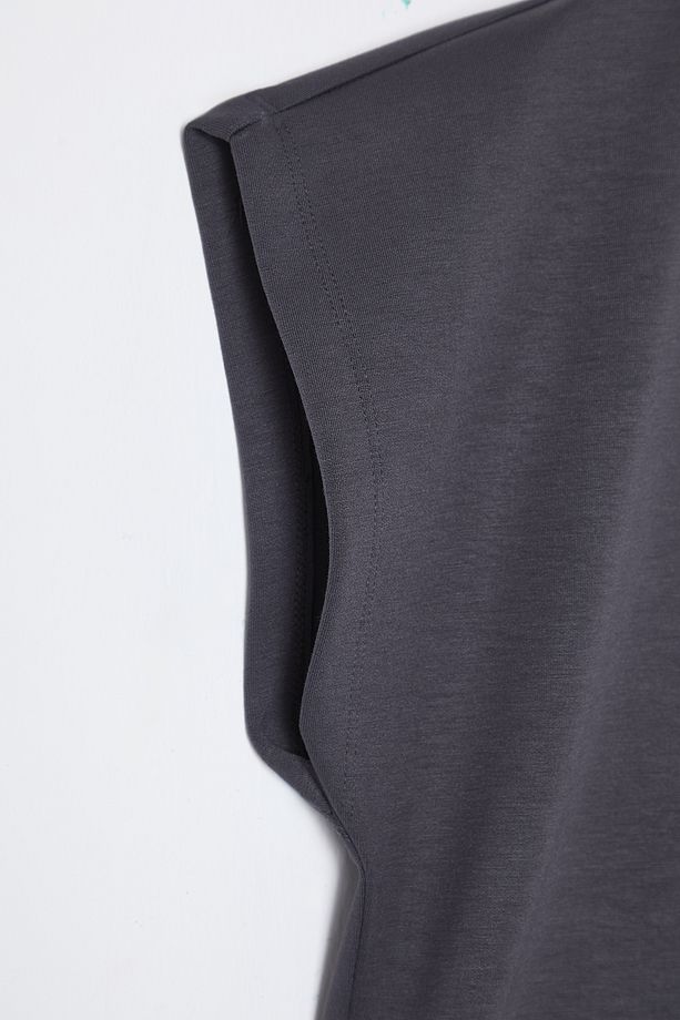 Antrasit V yaka Oversize/Geniş Kalıp Örme Alt-Üst Takım TWOSS25AU00012 - 8