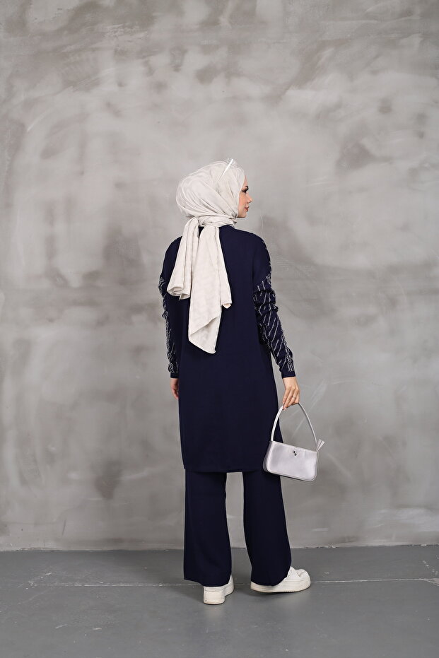 Desenli Simli Triko Tunik - 7