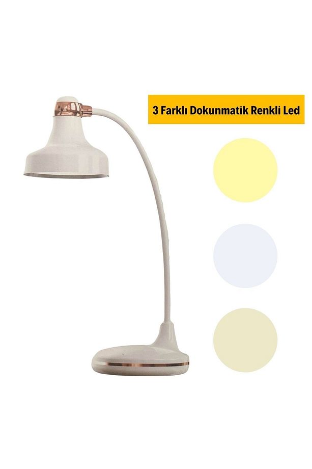 Küçük Boy Dokunmatik 3 Farklı Led Işıklı Çalışma Masası Üstü Lamba (4767) - 1