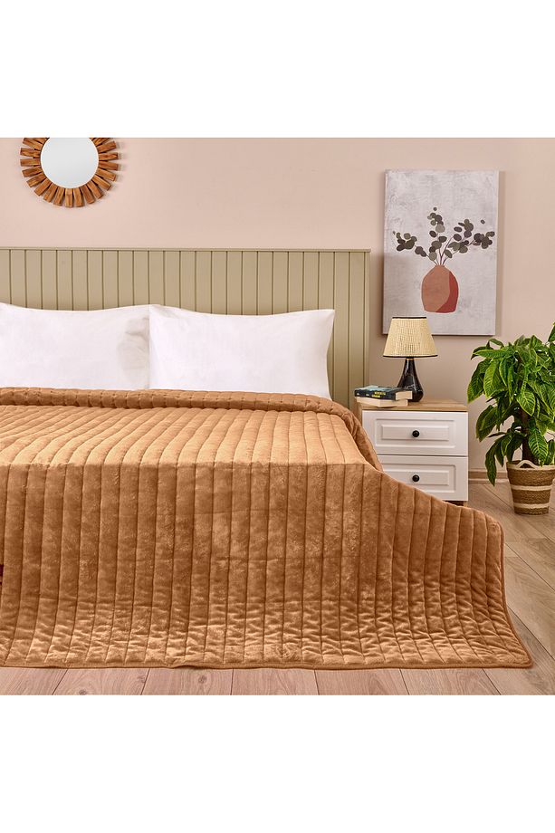 Soft Magro Çift Kişilik Yatak Örtüsü - Bej - 200x230 cm - 1