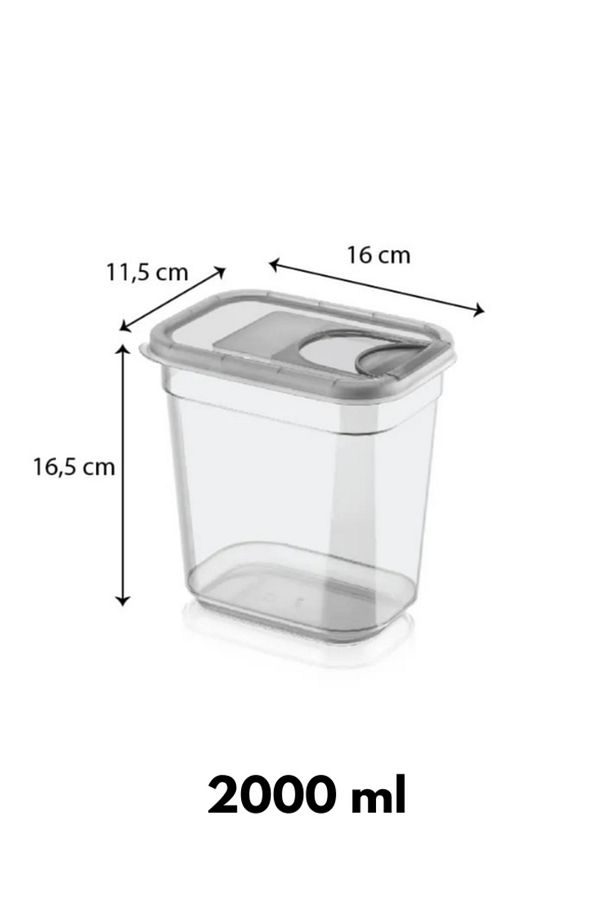 3’lü Sürgülü Kapaklı Saklama Kabı Seti – Antrasit Renk (3200 ML, 2000 ML, 1300 ML) - 7