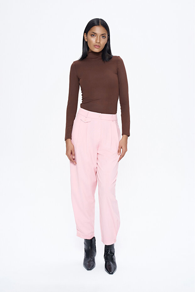 Pleat Detailed Jogger Pants Pink