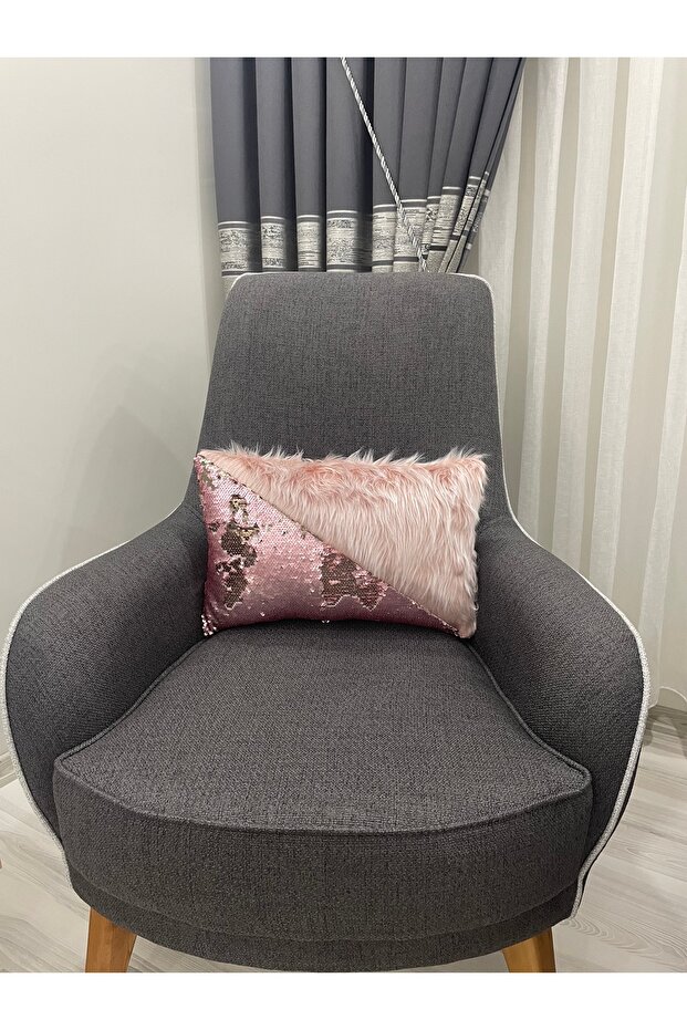 غطاء وسادة مثلث مستطيل من القطيفة مزين بالترتر - 6