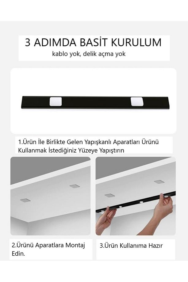 40cm Harekete Duyarlı Led Sensörlü Usb Şarj Dim Edilebilir Taşınabilir Mutfak, Dolap, Gece Lambası - 4