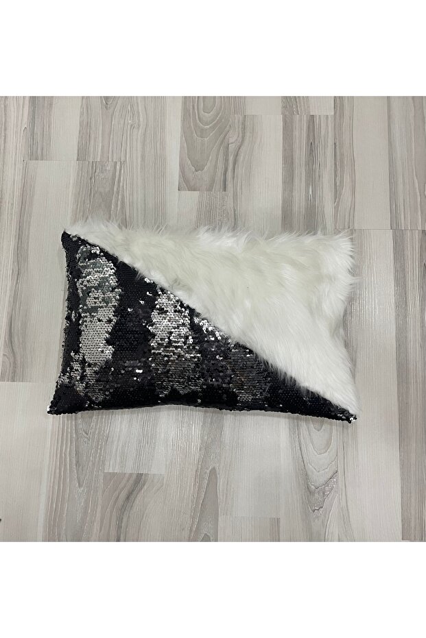 غطاء وسادة مثلث مستطيل من القطيفة مزين بالترتر - 6