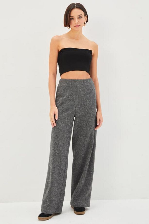 Beli Lastikli Simli Regular Örme Pantolon - 2