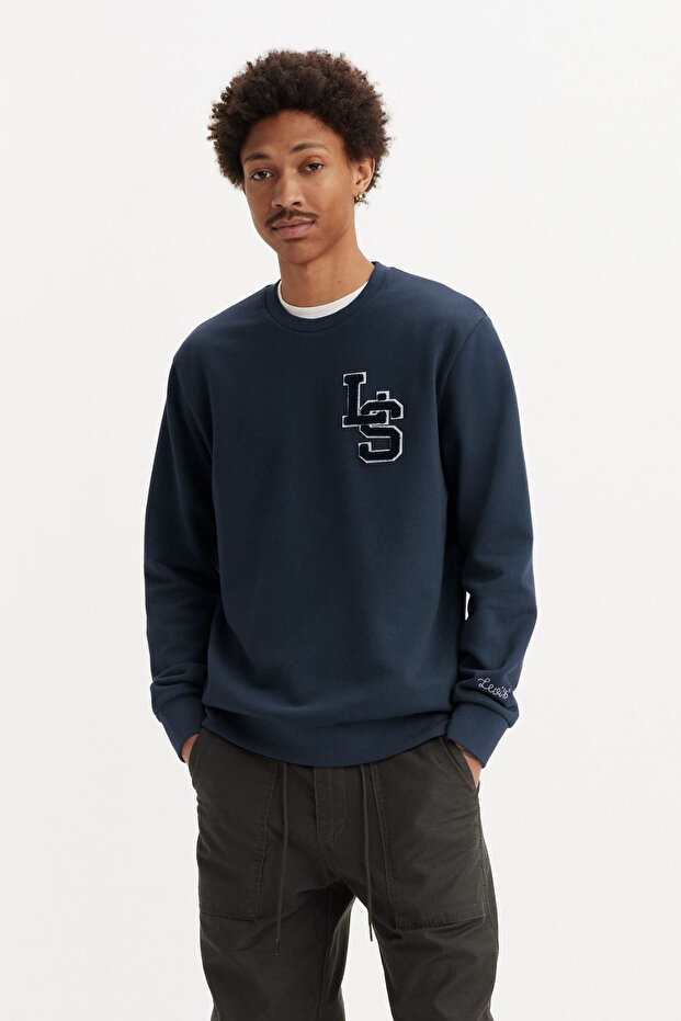 سويت شيرت رجالي من ليفيس بياقة دائرية باللون الأزرق الداكن A2824-0011
