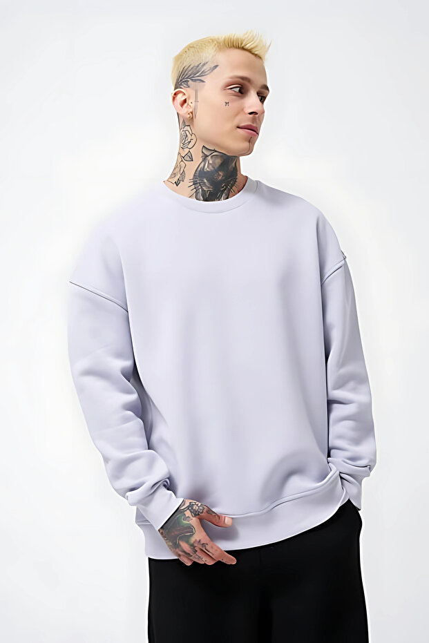 Men's Crew Neck Basic Model Sweatshirt - 2