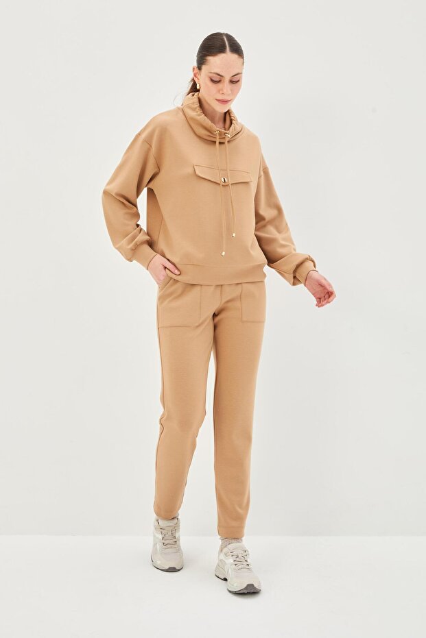 Beli Lastikli Bilek Boy Regular Örme Pantolon - 6