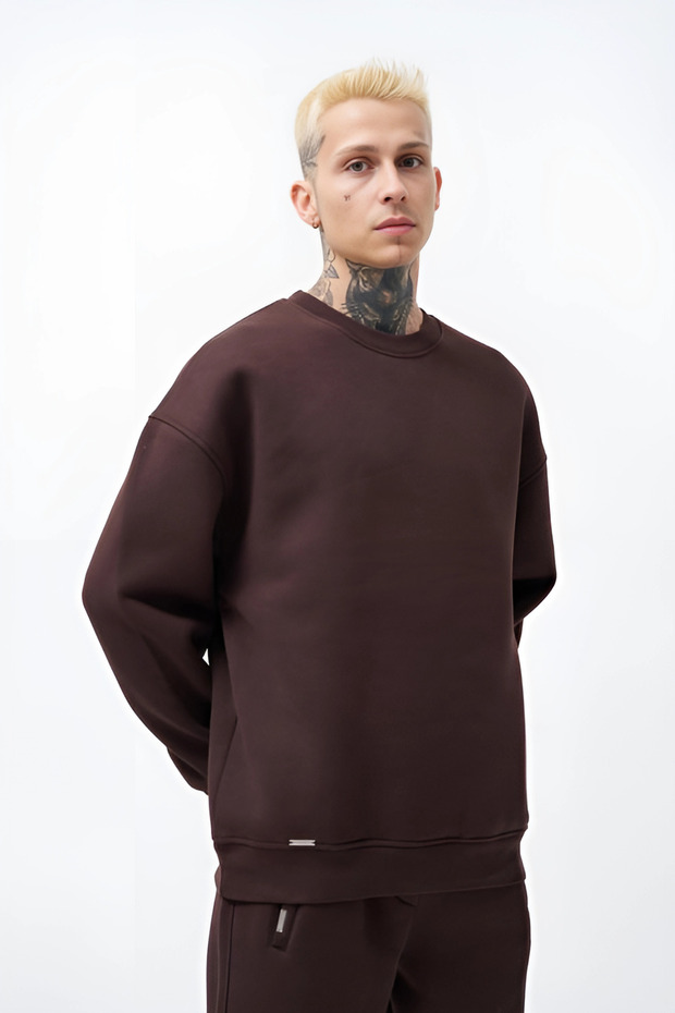 Men's Crew Neck Basic Model Sweatshirt - 2