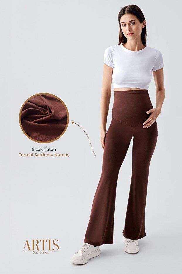 Thermal Raised Warm Stretchy Waist Adjustable Winter Spanish Leg Maternity Leggings T18