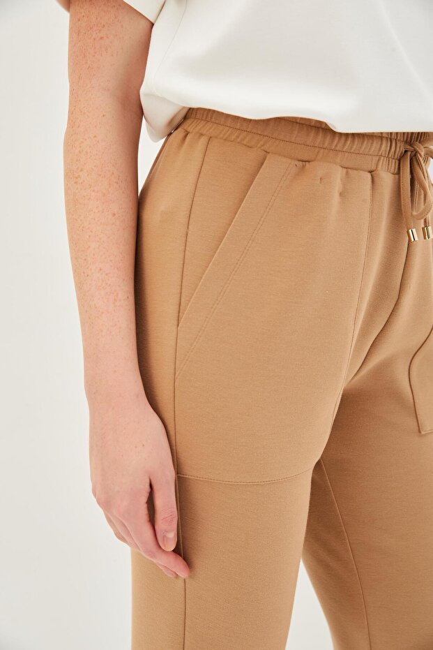 Beli Lastikli Bilek Boy Regular Örme Pantolon - 4