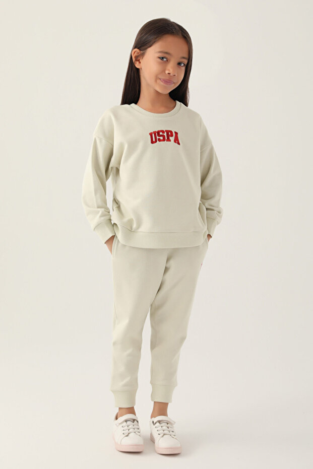 Girl's Cream Tracksuit Set