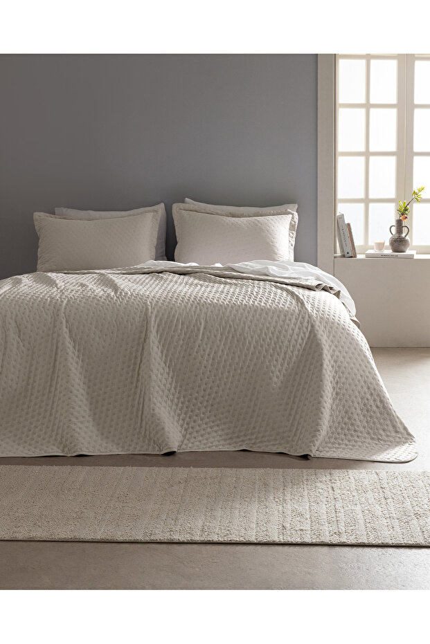 Rennes Tek Kişilik Yatak Örtüsü - Ekru - 1