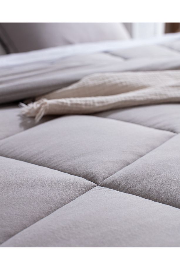 Bobigny Çift Kişilik Pamuklu SuperSoft Comforter Set - Gri - 5