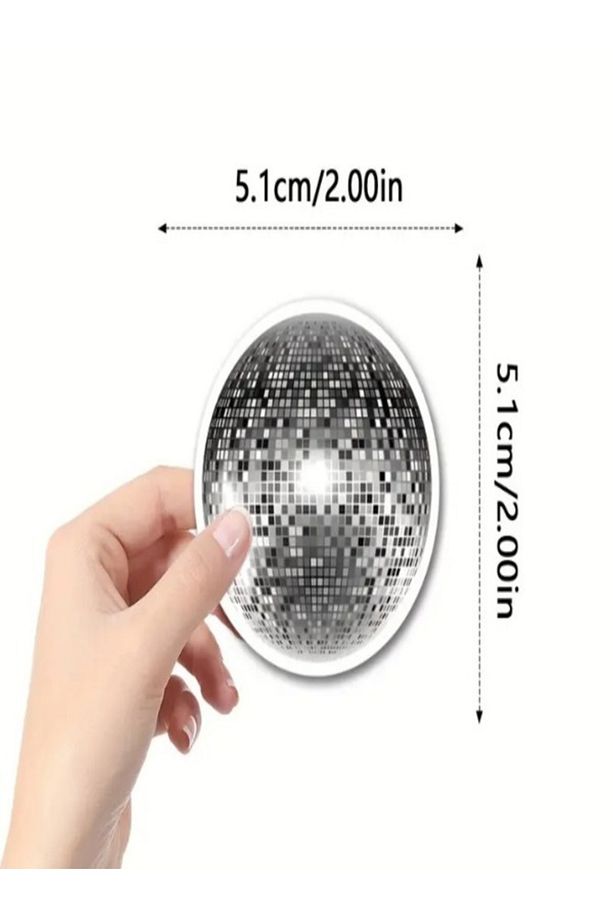 Disco Topu Desenli Tekli Sticker (DESENLİ ETİKET) 10 Adet - 4
