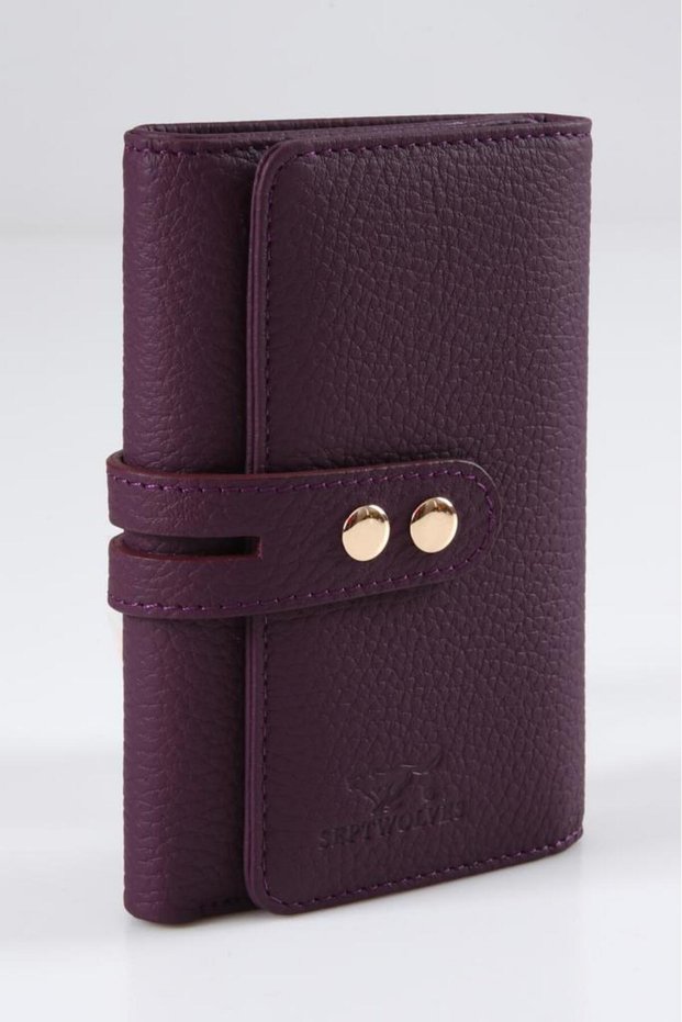 Galata Genuine Leather Women's Card Holder and Wallet with Metal Detail