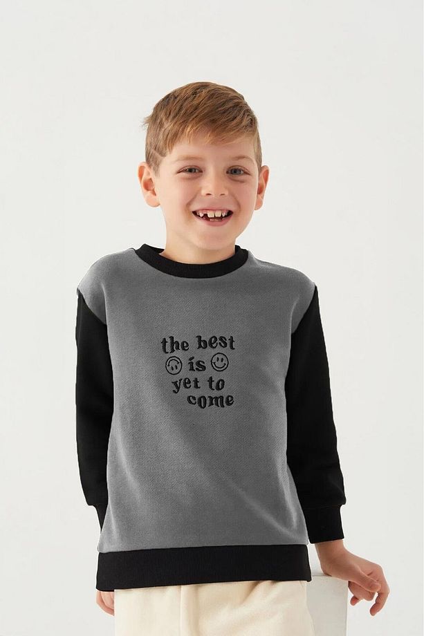 Erkek Çocuk 3 İplik Şardonsuz Nakışlı Sweatshirt (4 Yaş - 5 Yaş) - 1