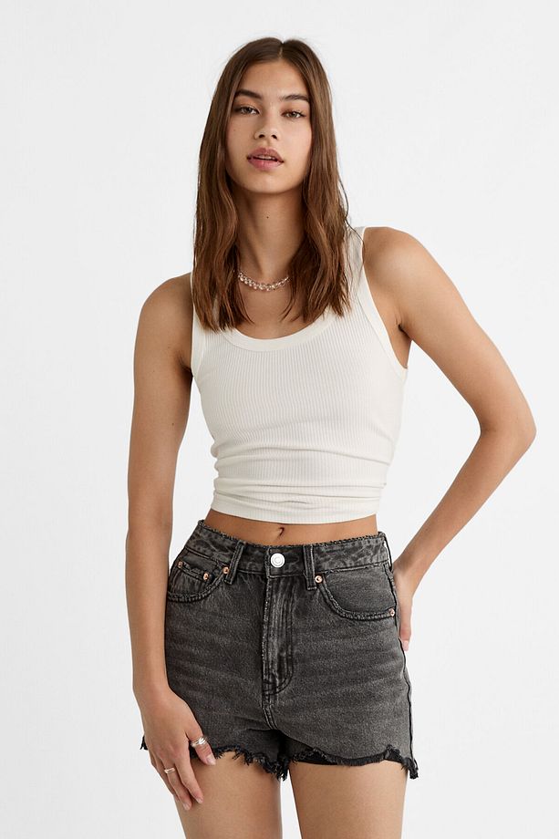 Distressed Denim Şort - 1