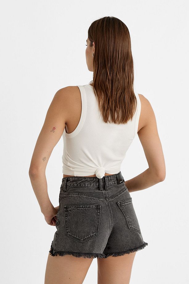 Distressed Denim Şort - 3