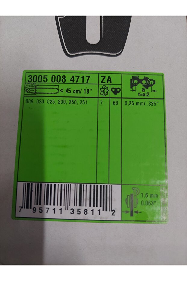 Pala 45cm R 1,6mm.325-34 Diş 1,6 Ayak Ms 250 Ms 251 Uyumludur Orijinal Almanya Üretimidir. - 3