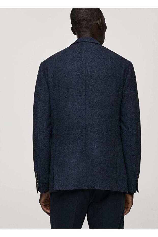 Dar kesim yün karışımlı blazer ceket - 4