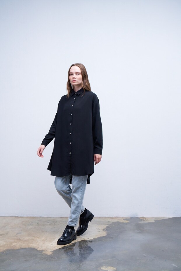 Tencel Gömlek Siyah - 1