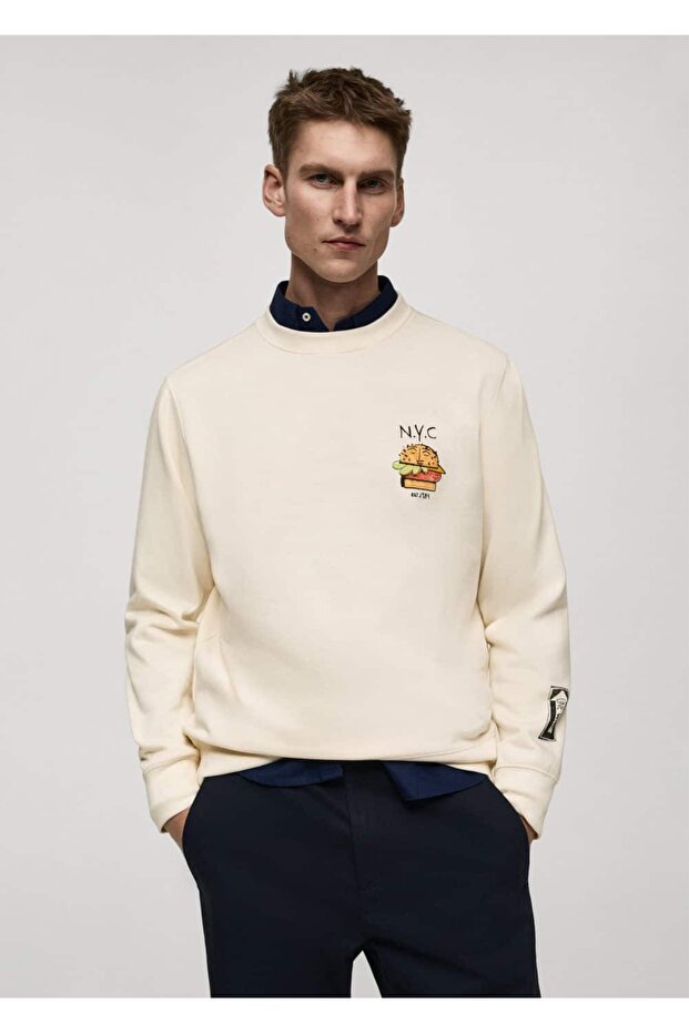 Grafik desenli pamuklu sweatshirt - 1
