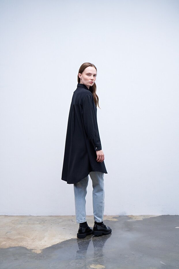 Tencel Gömlek Siyah - 5