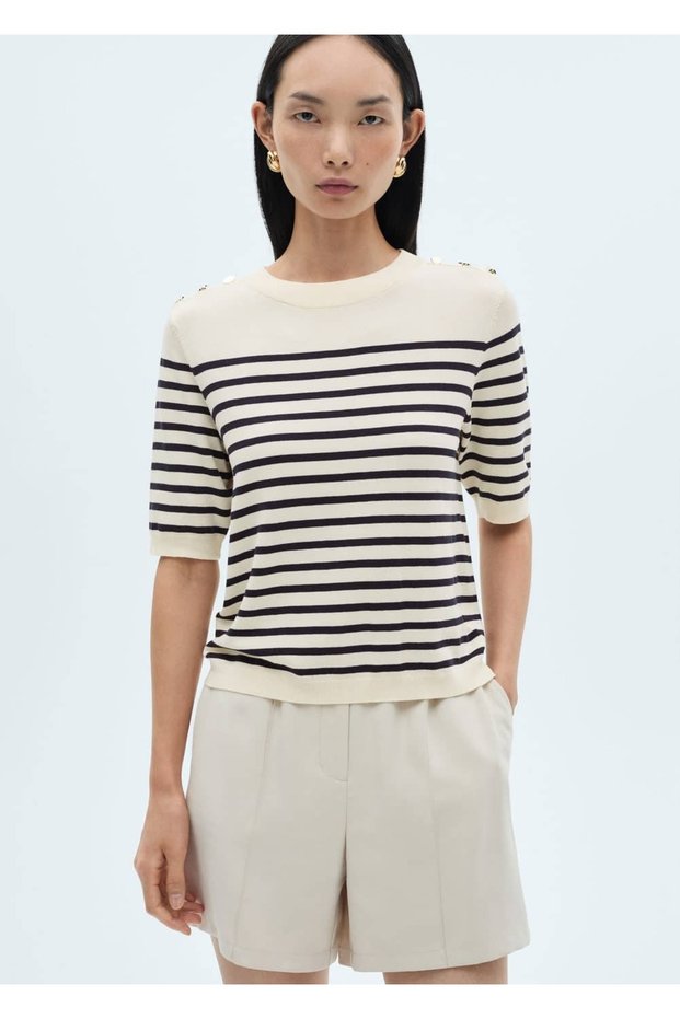 Buttoned striped T-shirt