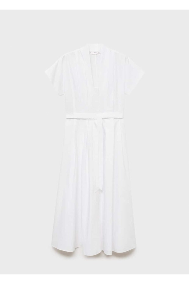 Fiyonklu pilili elbise - 3